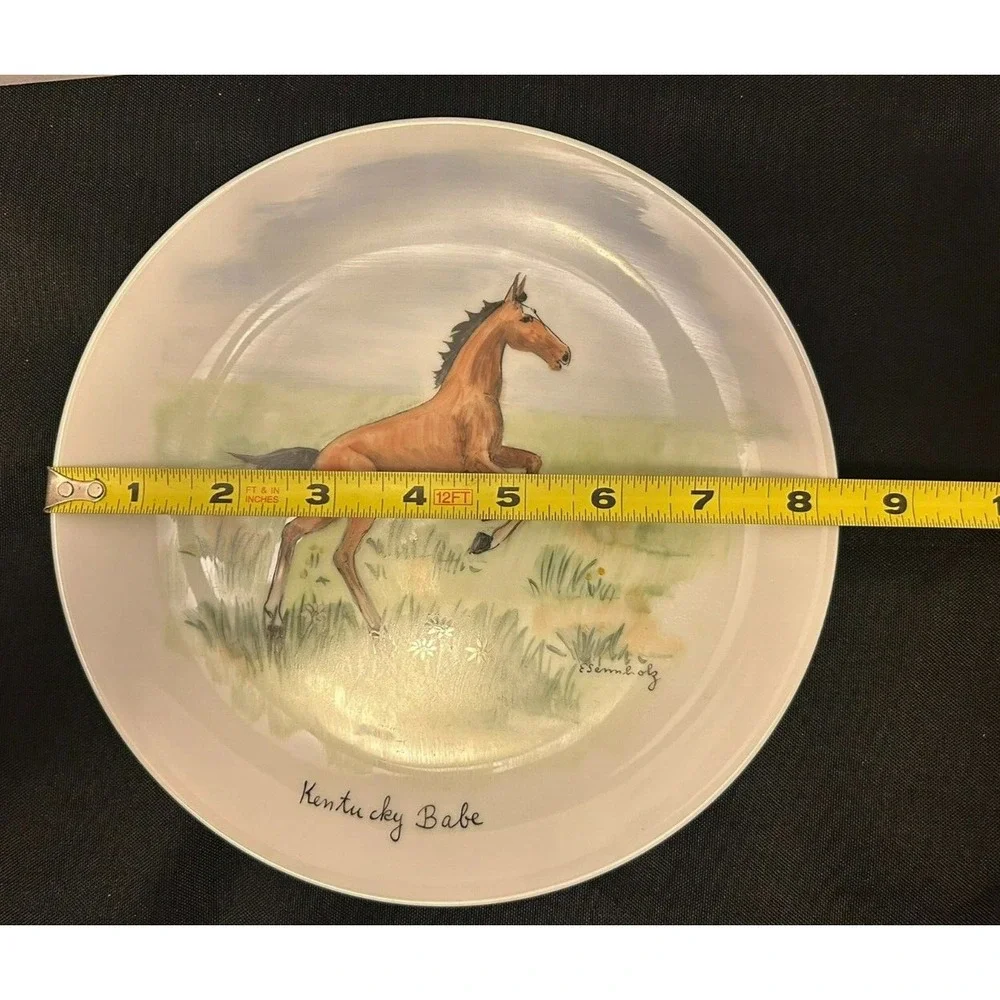Kentucky Babes vintage plate hand Horse painted and signed by E. Sennholz
